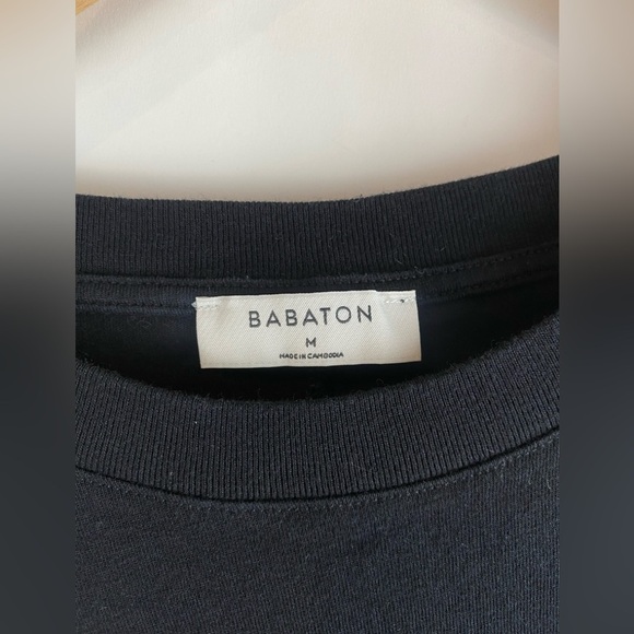 Babaton Aritzia Black Shoulder Pad Tee Shirt Dress Size Medium - Picture 3 of 11